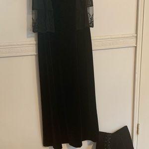 Size Small Black stretch velvet long dress